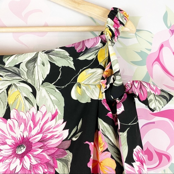 TOPSHOP Tropical Floral Off Shoulder Tie Blouse 6 - Picture 3 of 9